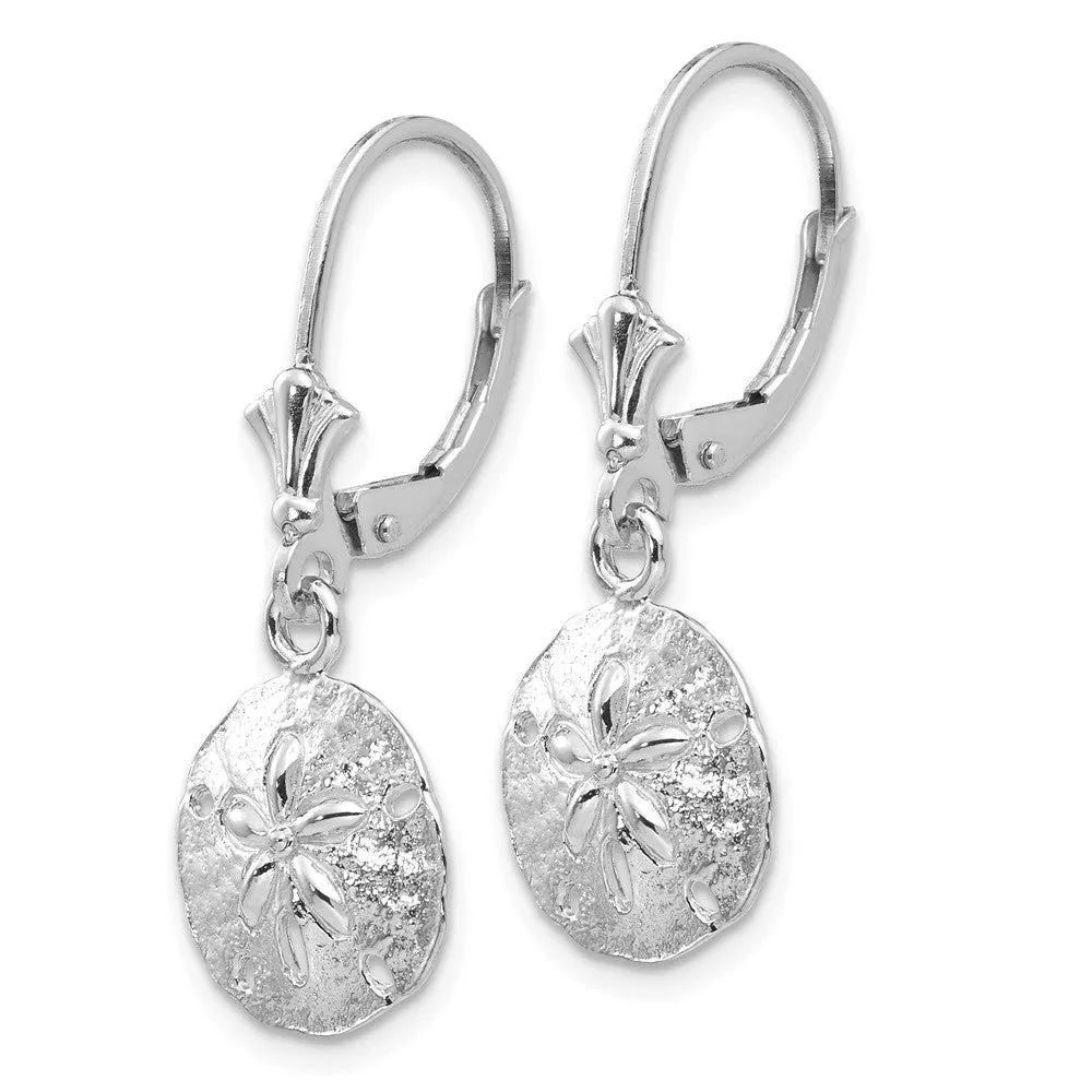 12mm Sand Dollar Lever Back Earrings in 14k White Gold