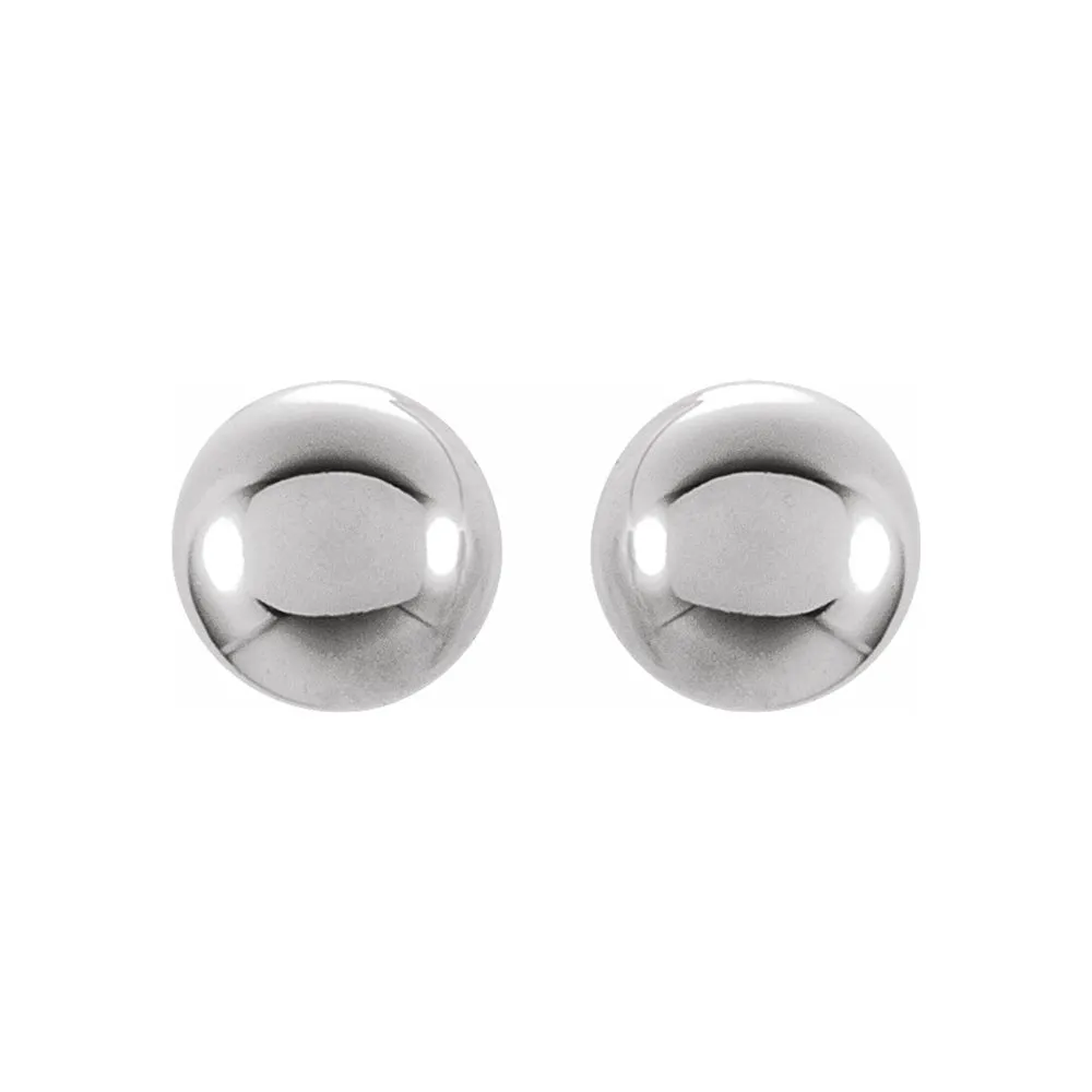 14K White Gold Hollow Ball Screw Back Stud Earrings, 3mm to 6mm