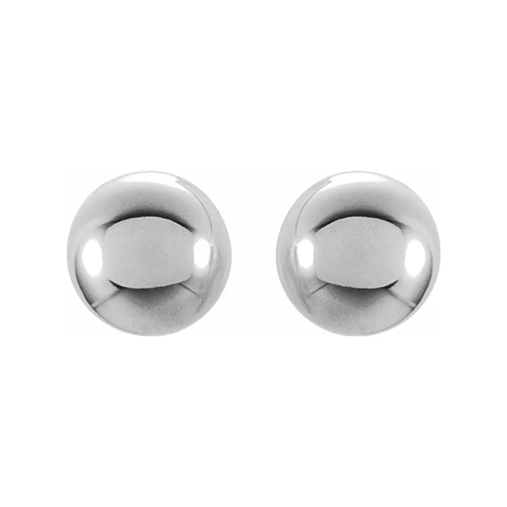 14K White Gold Hollow Ball Screw Back Stud Earrings, 3mm to 6mm