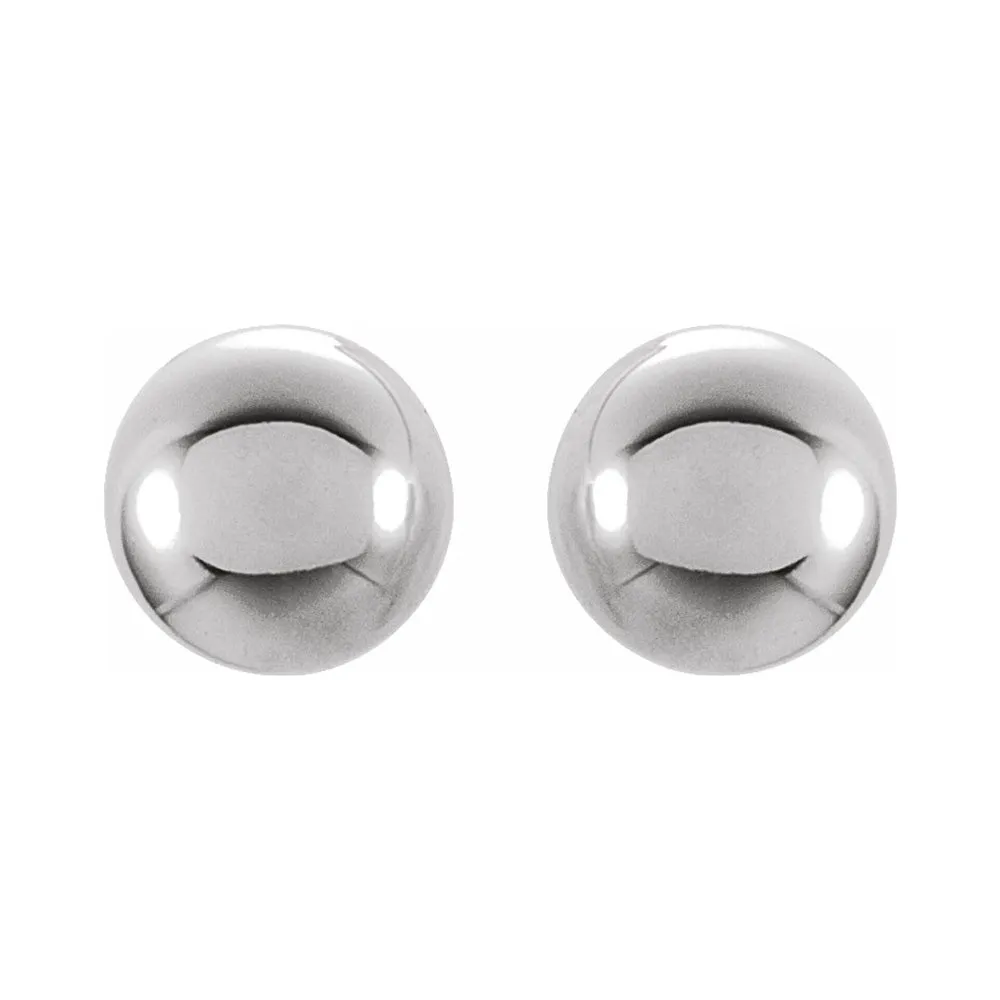 14K White Gold Hollow Ball Screw Back Stud Earrings, 3mm to 6mm