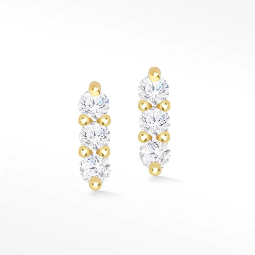 3 Scones 18k Diamond Push Back Stud Earrings