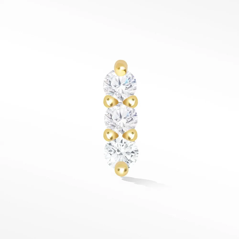 3 Scones 18k Diamond Push Back Stud Earrings