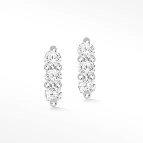 3 Scones 18k White Gold Diamond Push Back Stud Earrings