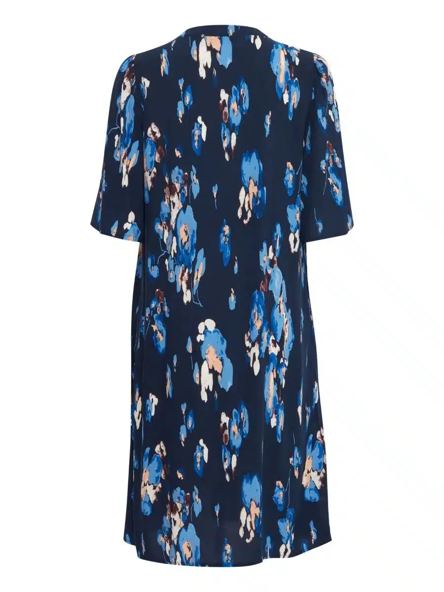 3489 - Navy Print Tunic Summer Dress -Fransa