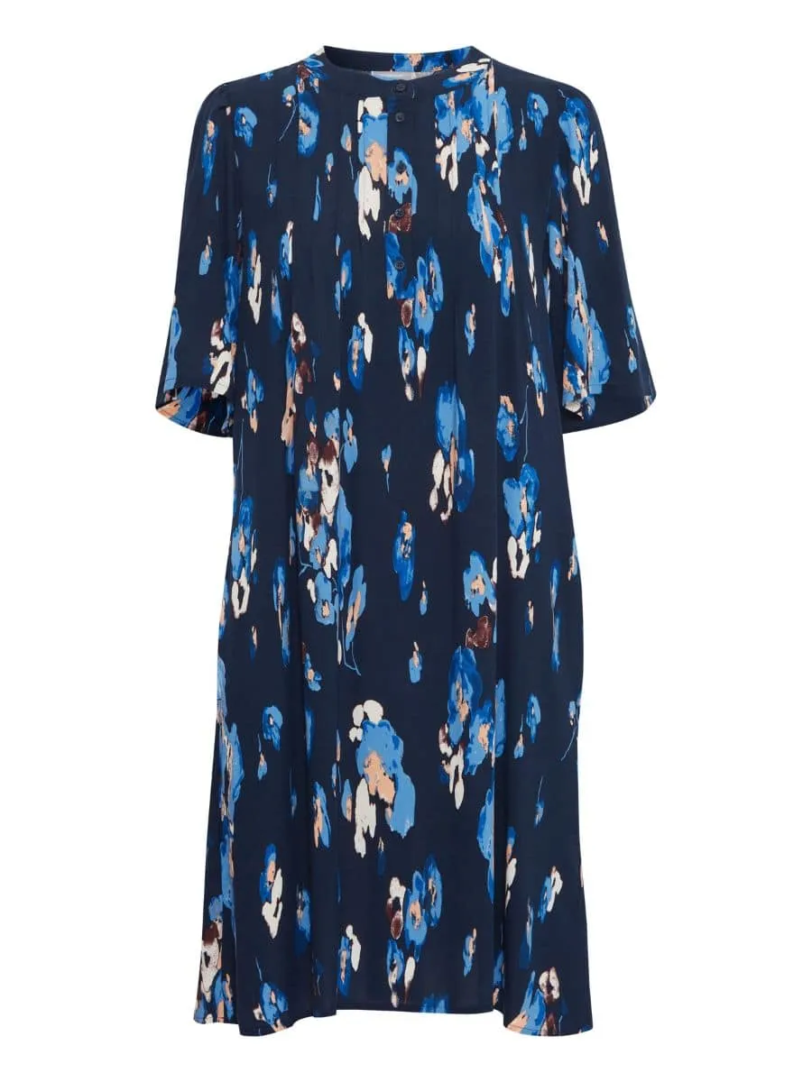 3489 - Navy Print Tunic Summer Dress -Fransa