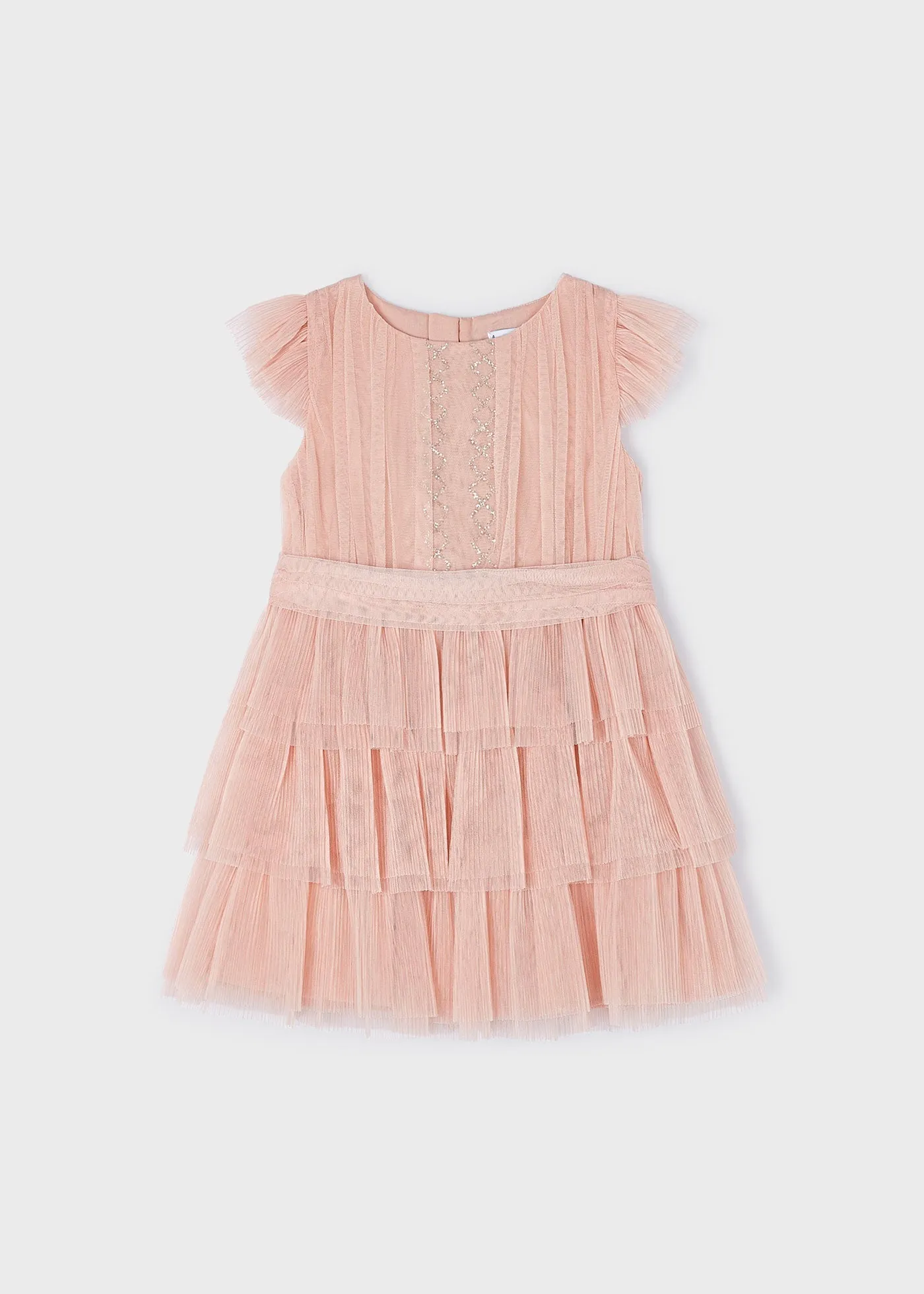 3912 - Pleated tulle dress for girl - Rose