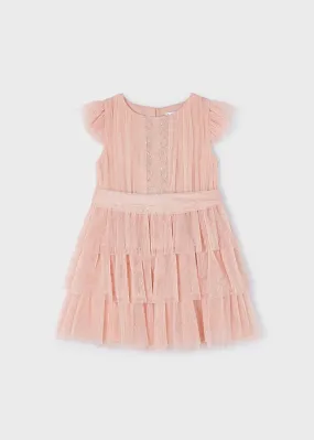 3912 - Pleated tulle dress for girl - Rose