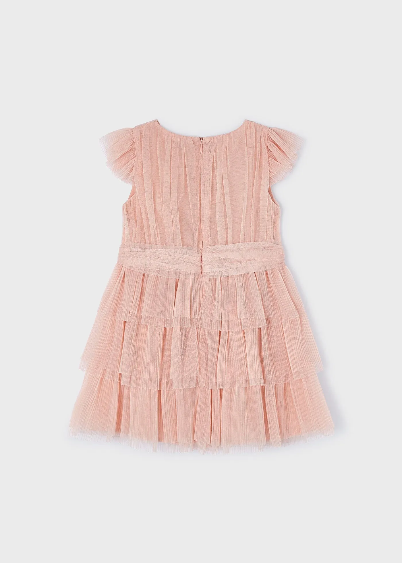 3912 - Pleated tulle dress for girl - Rose