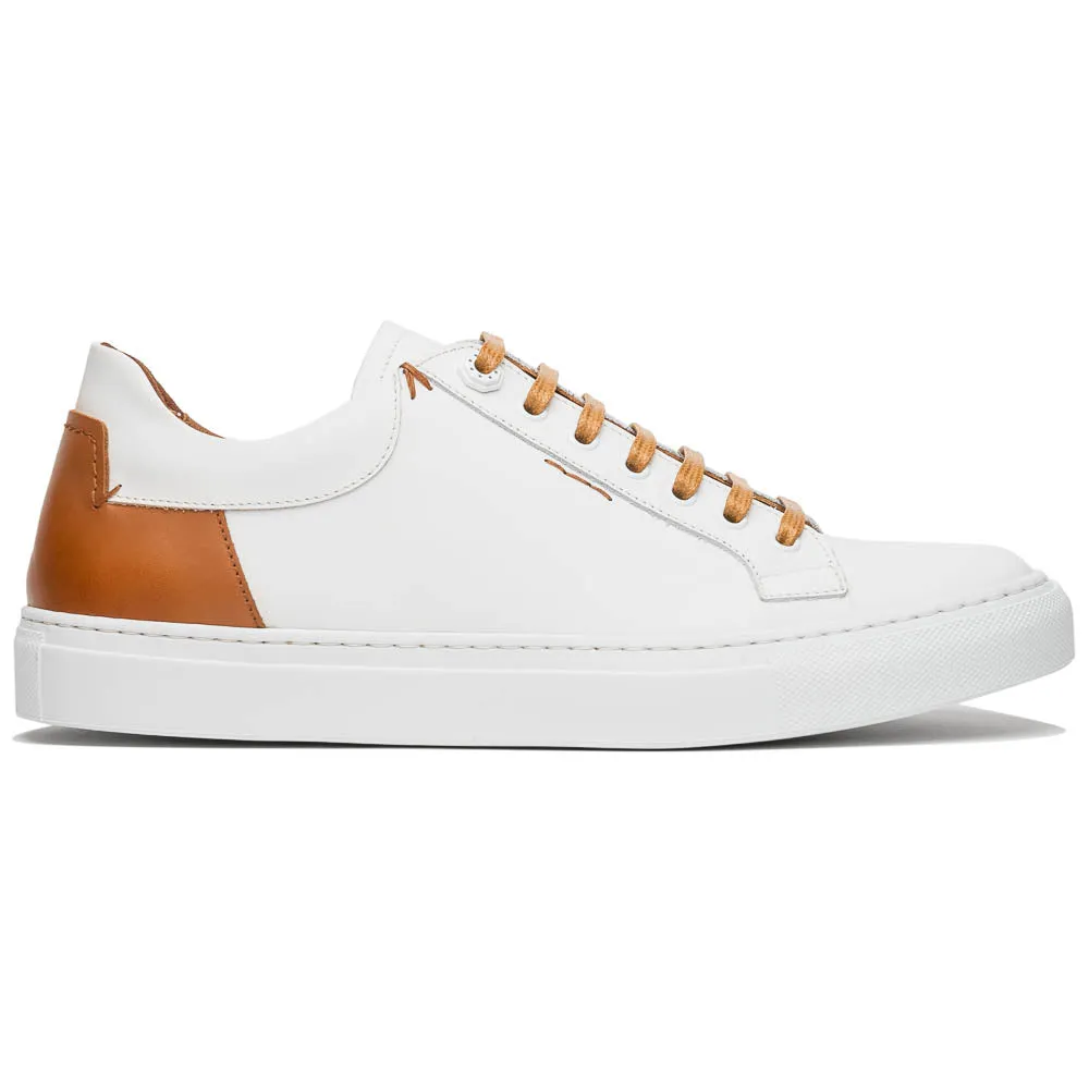 65-229-WHT Diaz Rubberized Calfskin Sneaker White