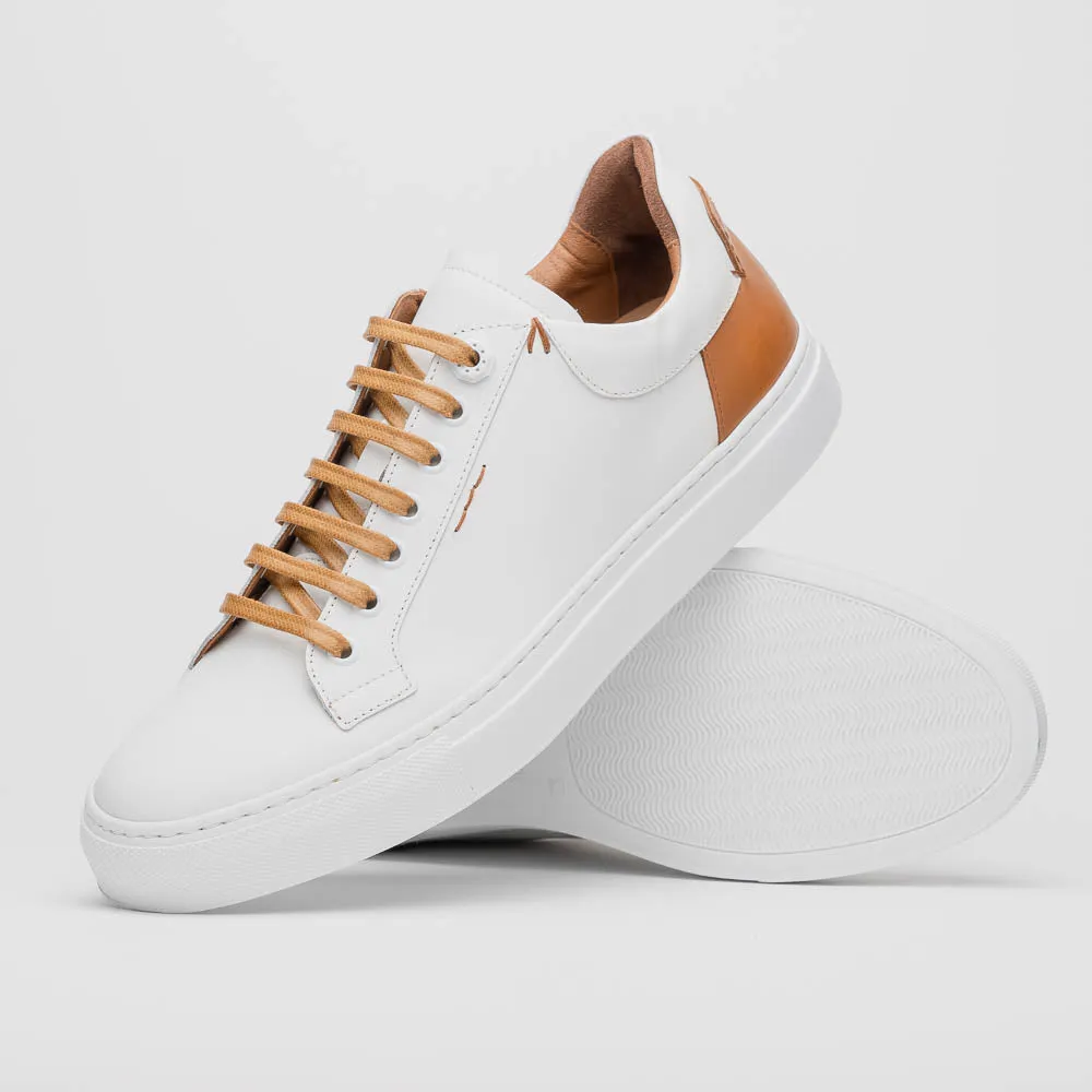 65-229-WHT Diaz Rubberized Calfskin Sneaker White