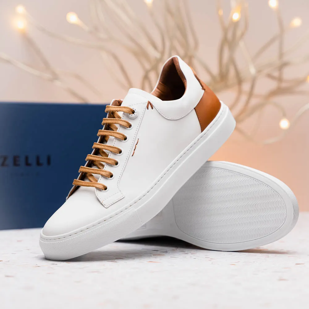 65-229-WHT Diaz Rubberized Calfskin Sneaker White