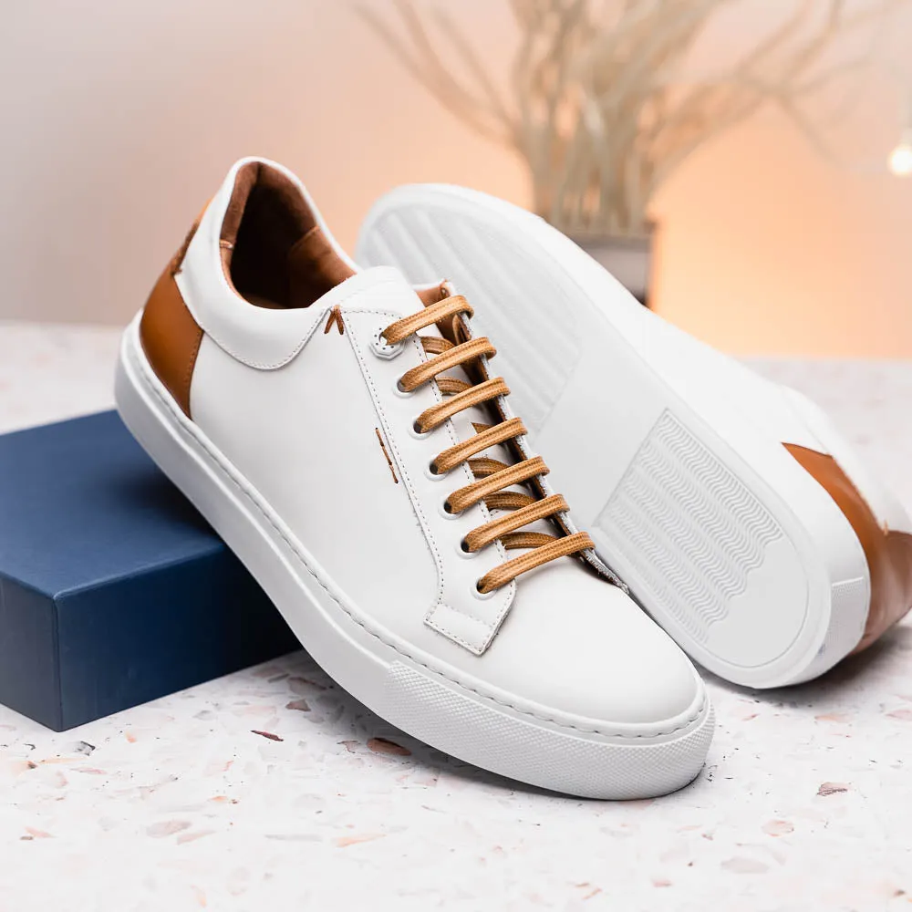 65-229-WHT Diaz Rubberized Calfskin Sneaker White