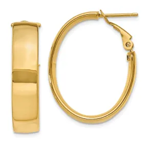 6.75mm, 14k Yellow Gold Omega Back Oval Hoop Earrings, 25mm (1 Inch)