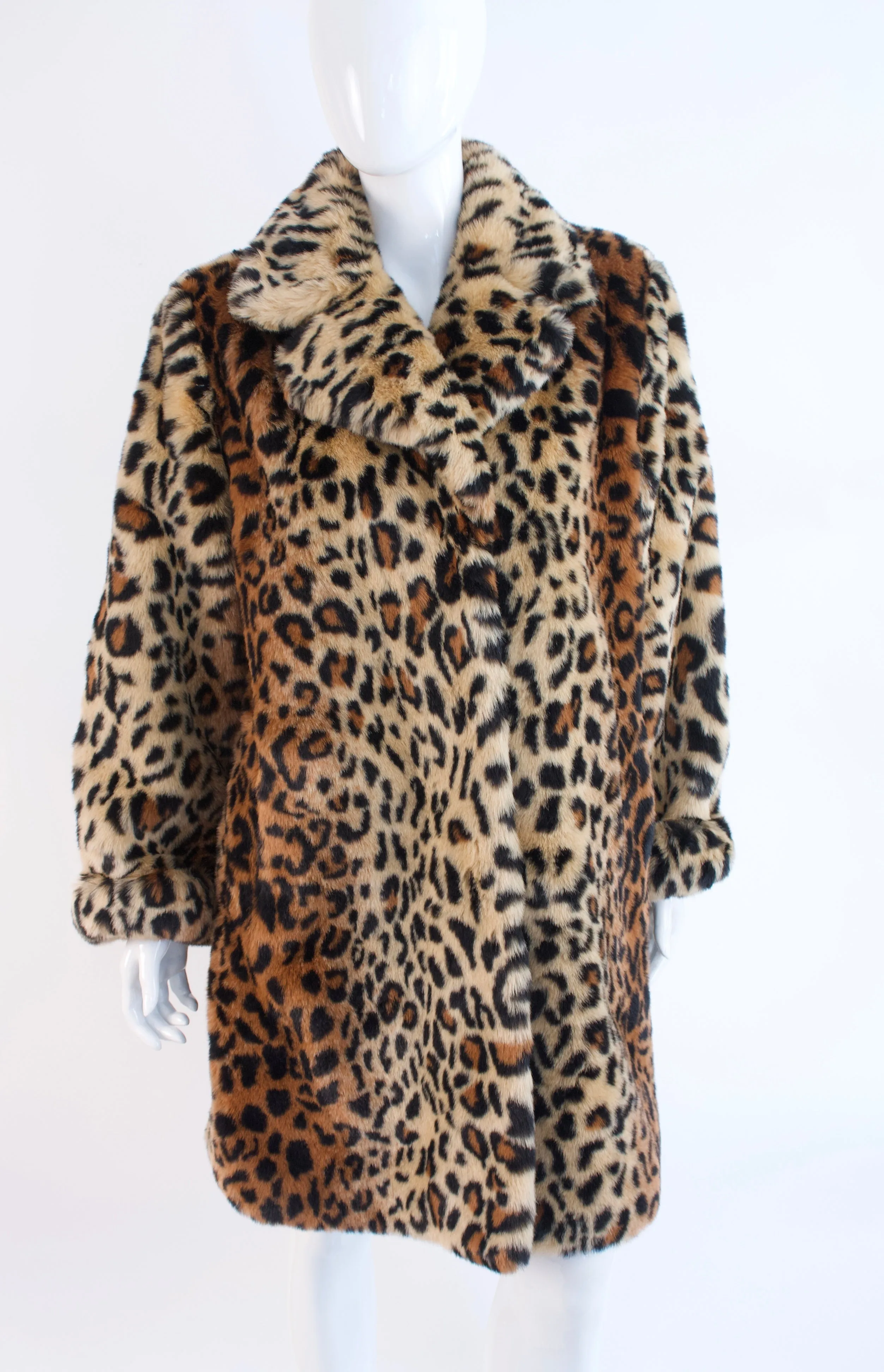 90's Leopard Faux Fur Coat