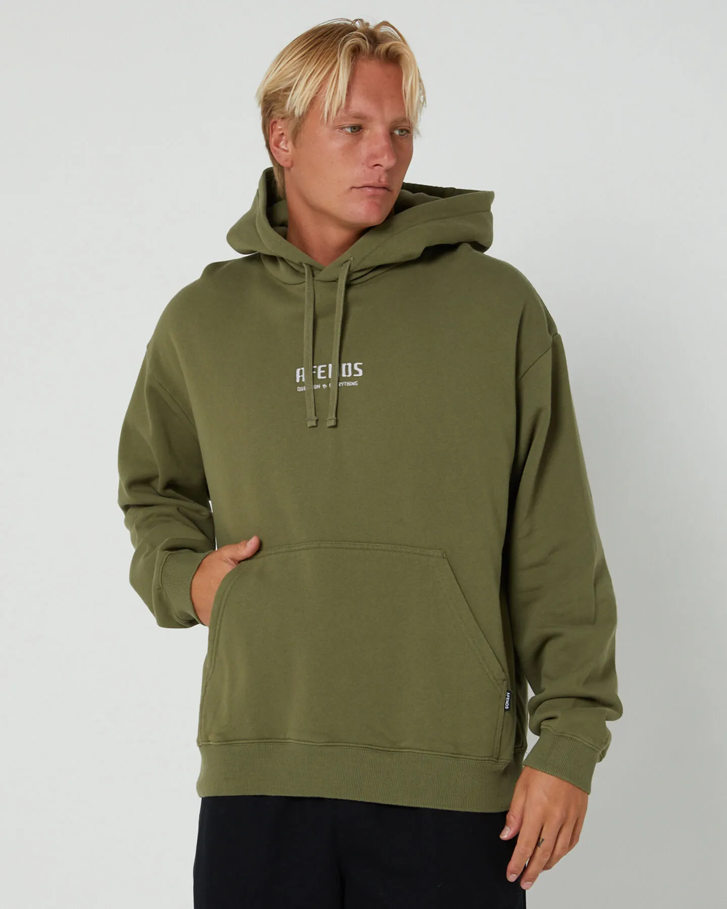 Afends Questions Recycled Pull On Hood - Military | SurfStitch