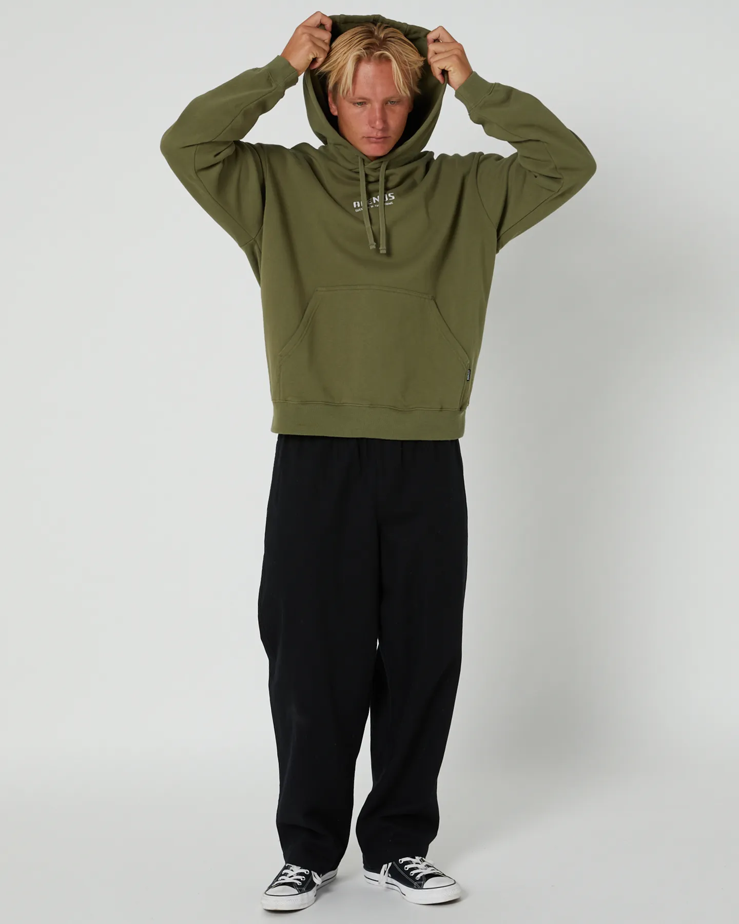 Afends Questions Recycled Pull On Hood - Military | SurfStitch