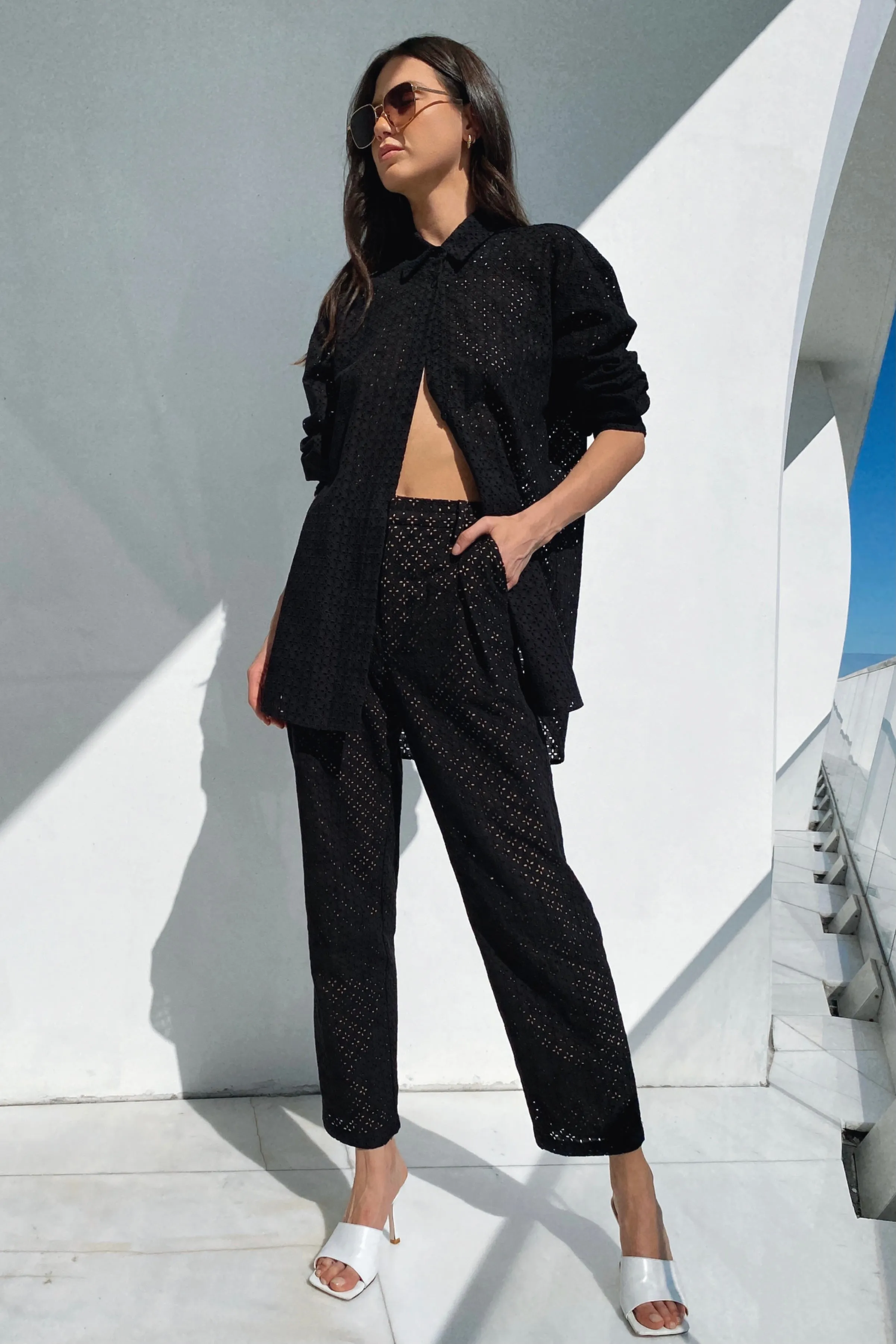 AMANDA PANT BLACK EYELET