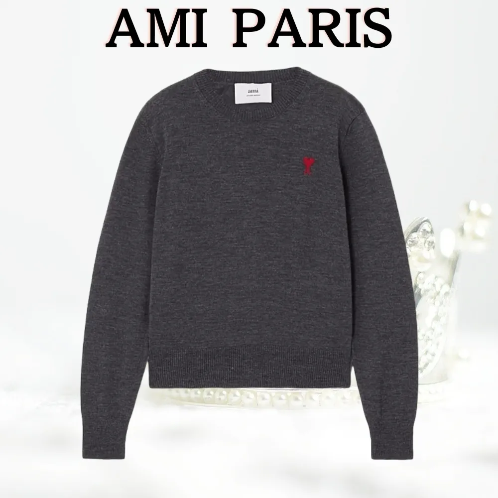 AMI PARIS  |Crew Neck Heart Casual Style Wool Street Style Long Sleeves