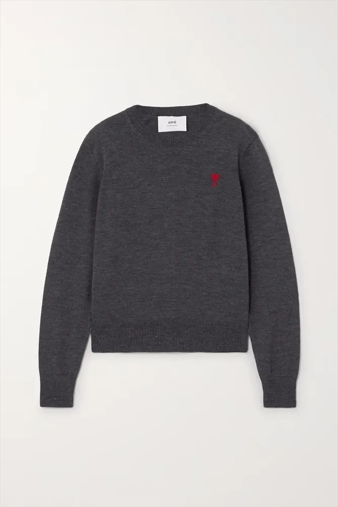 AMI PARIS  |Crew Neck Heart Casual Style Wool Street Style Long Sleeves