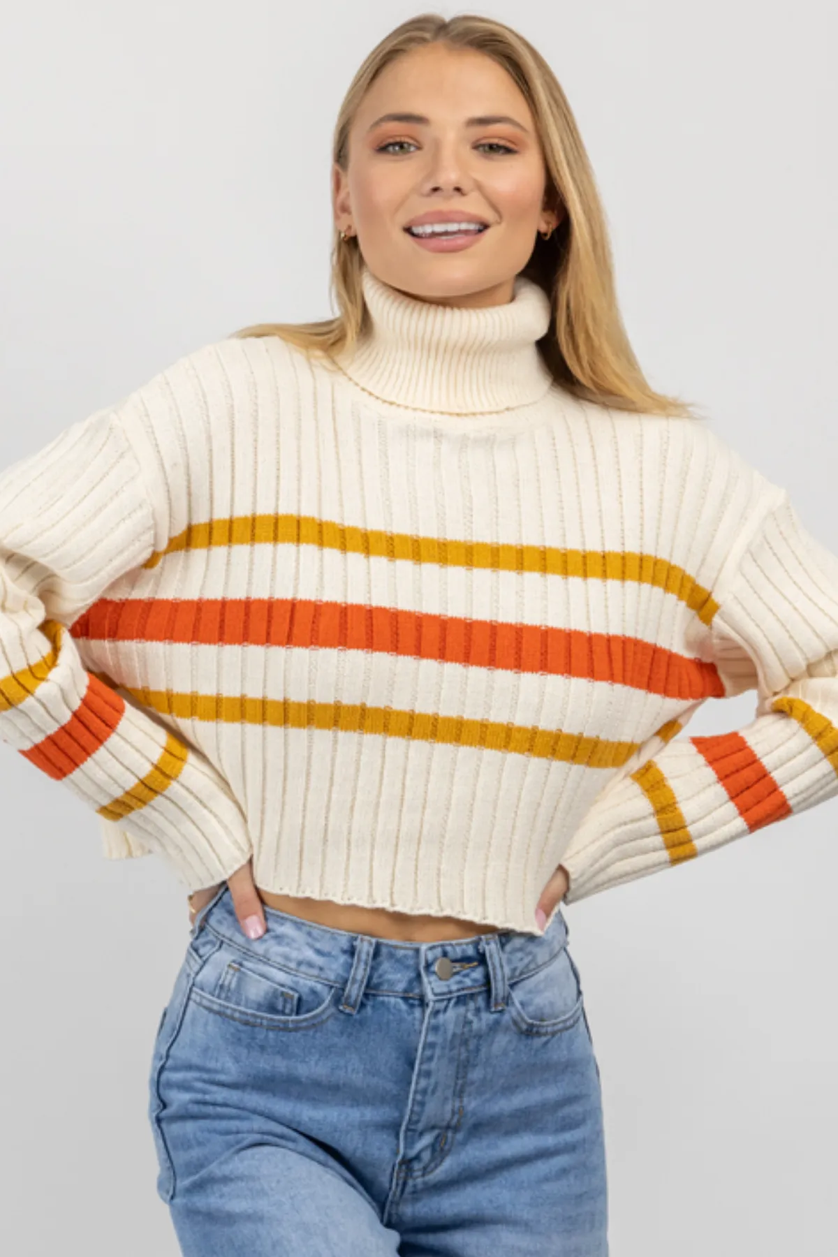 AUBURN STRIPE TURTLENECK SWEATER