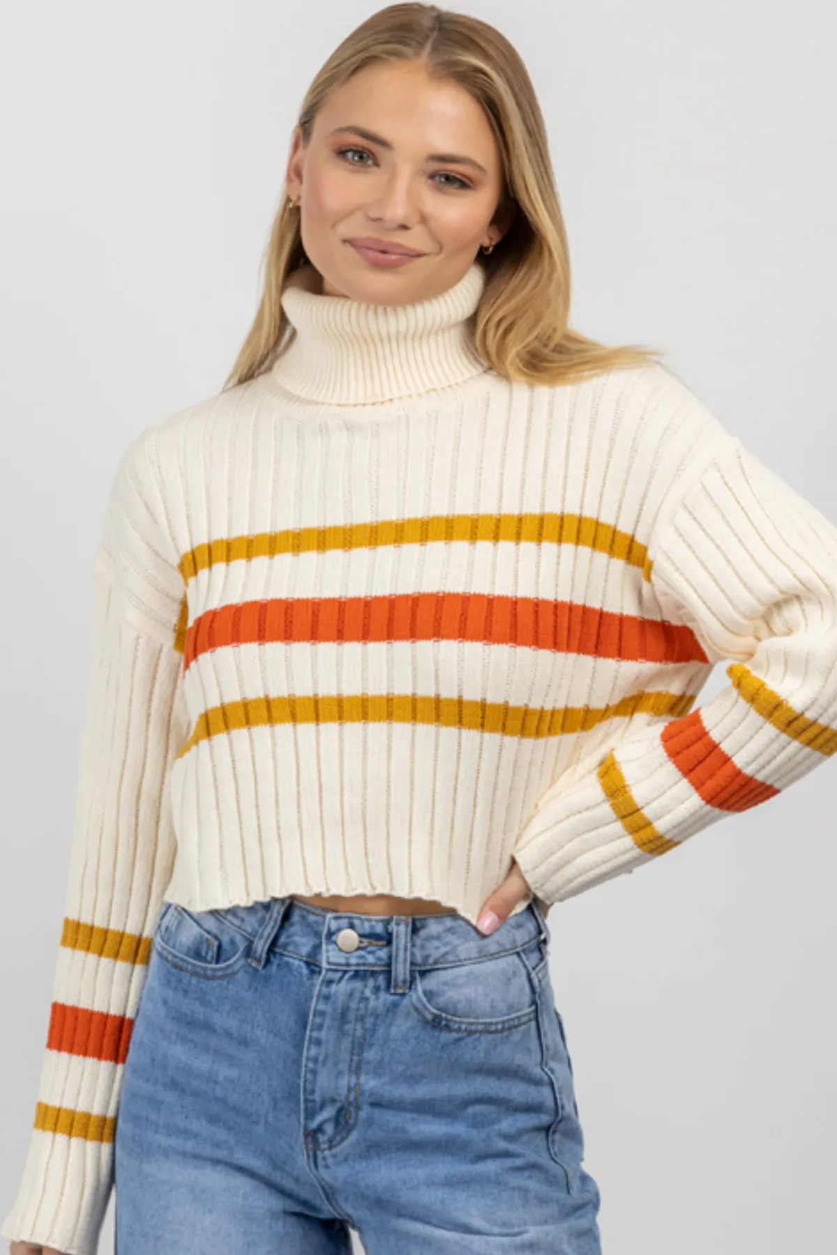 AUBURN STRIPE TURTLENECK SWEATER