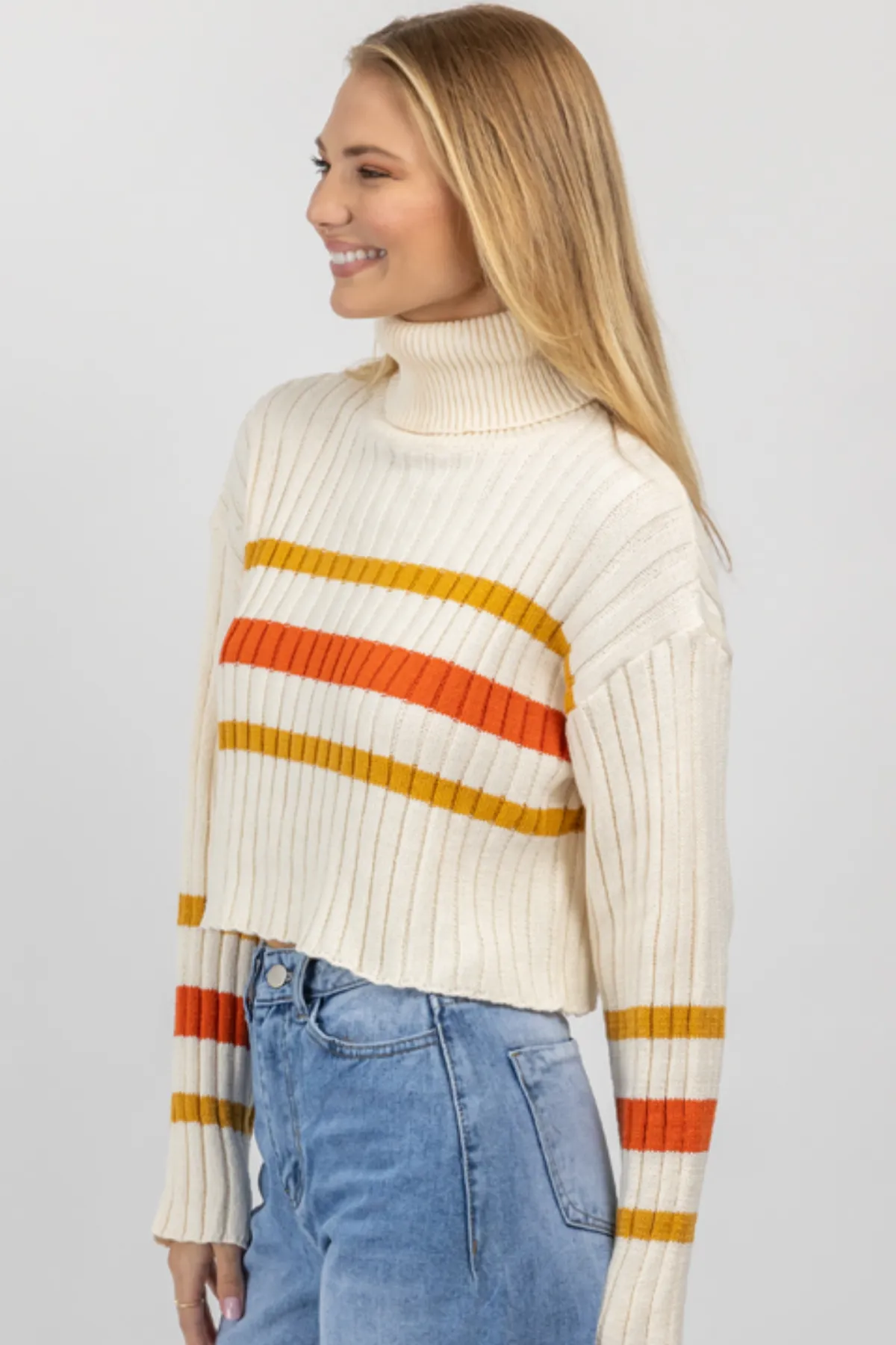 AUBURN STRIPE TURTLENECK SWEATER