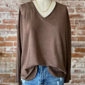 Audry V Neck Long Sleeve Mocha