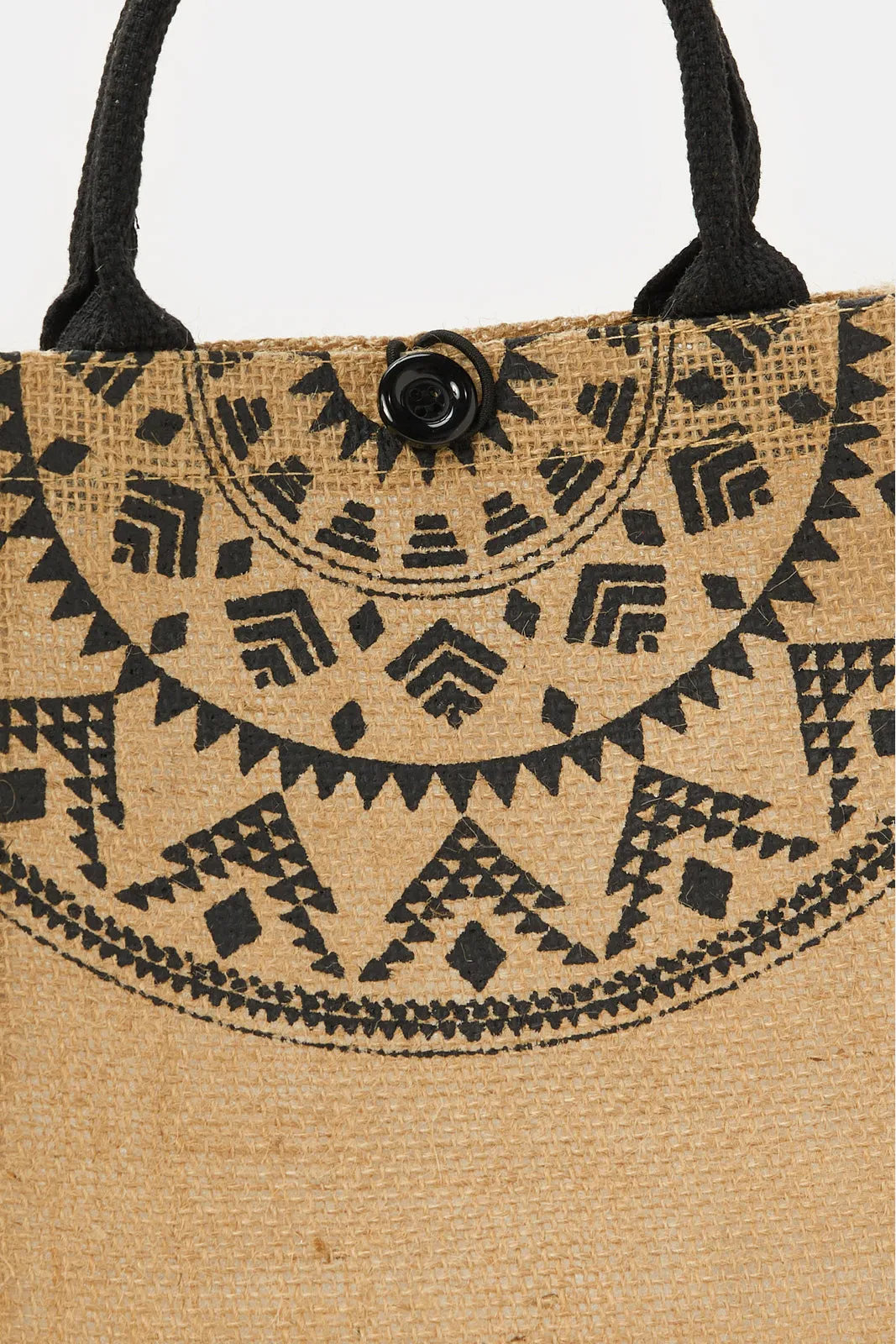 Beige Printed Shopping Bag