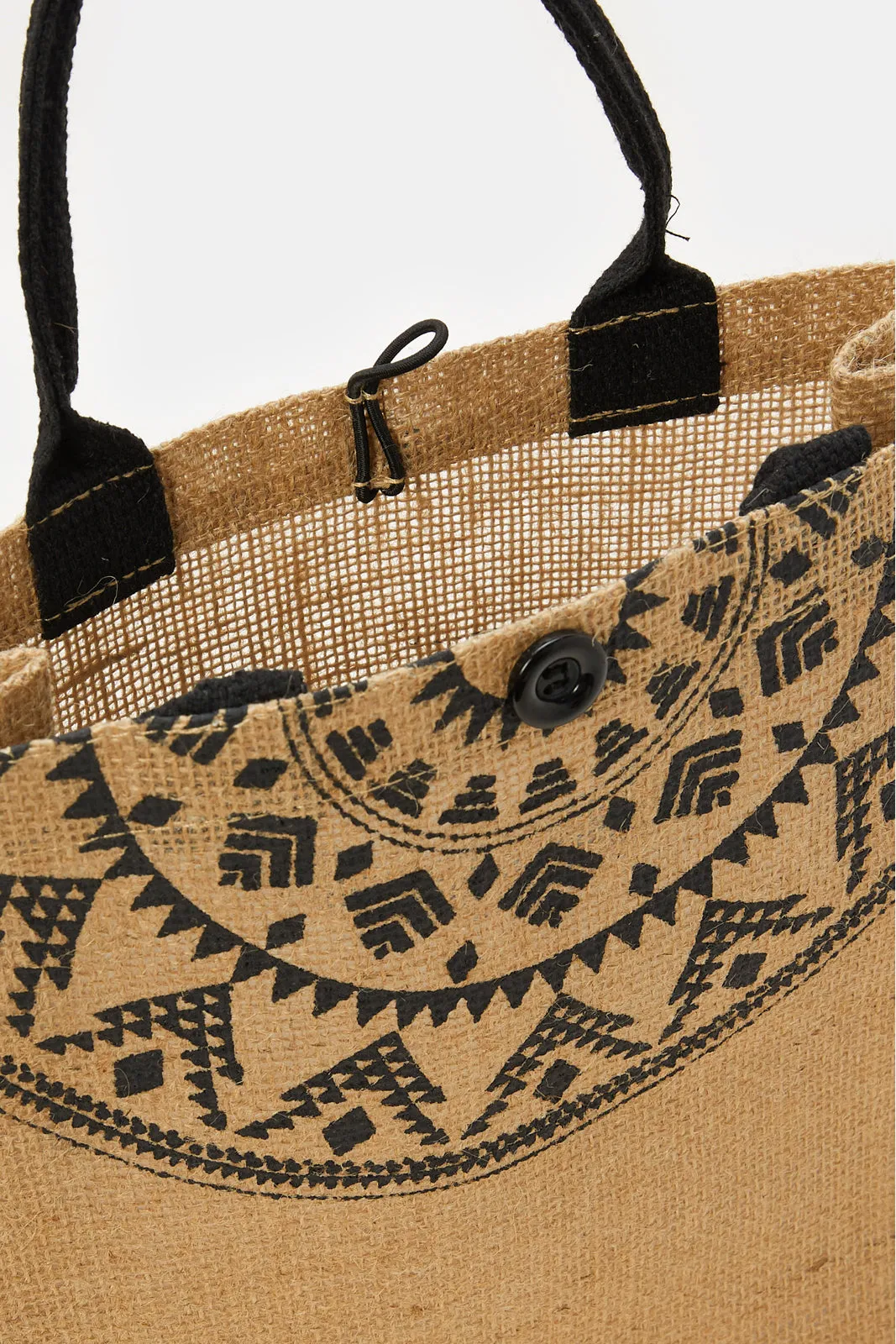 Beige Printed Shopping Bag