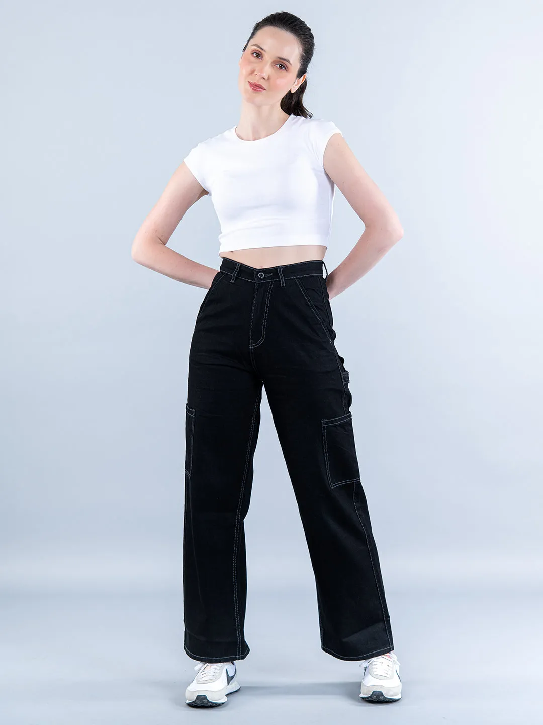 Black Cargo Jeans For Women