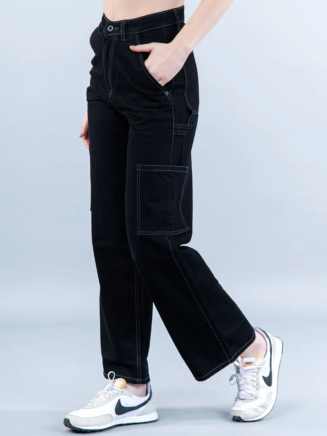 Black Cargo Jeans For Women