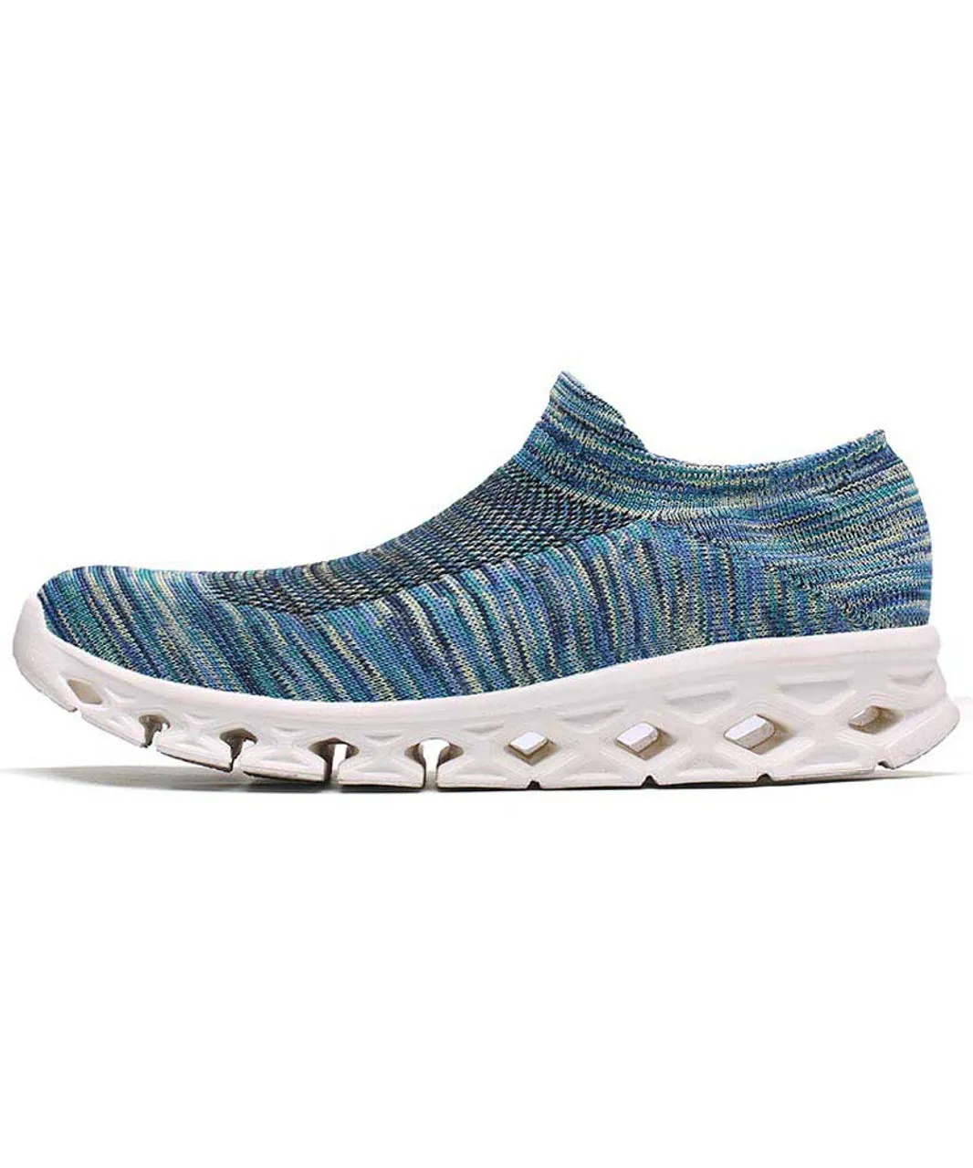 Blue texture pattern flyknit slip on shoe sneaker