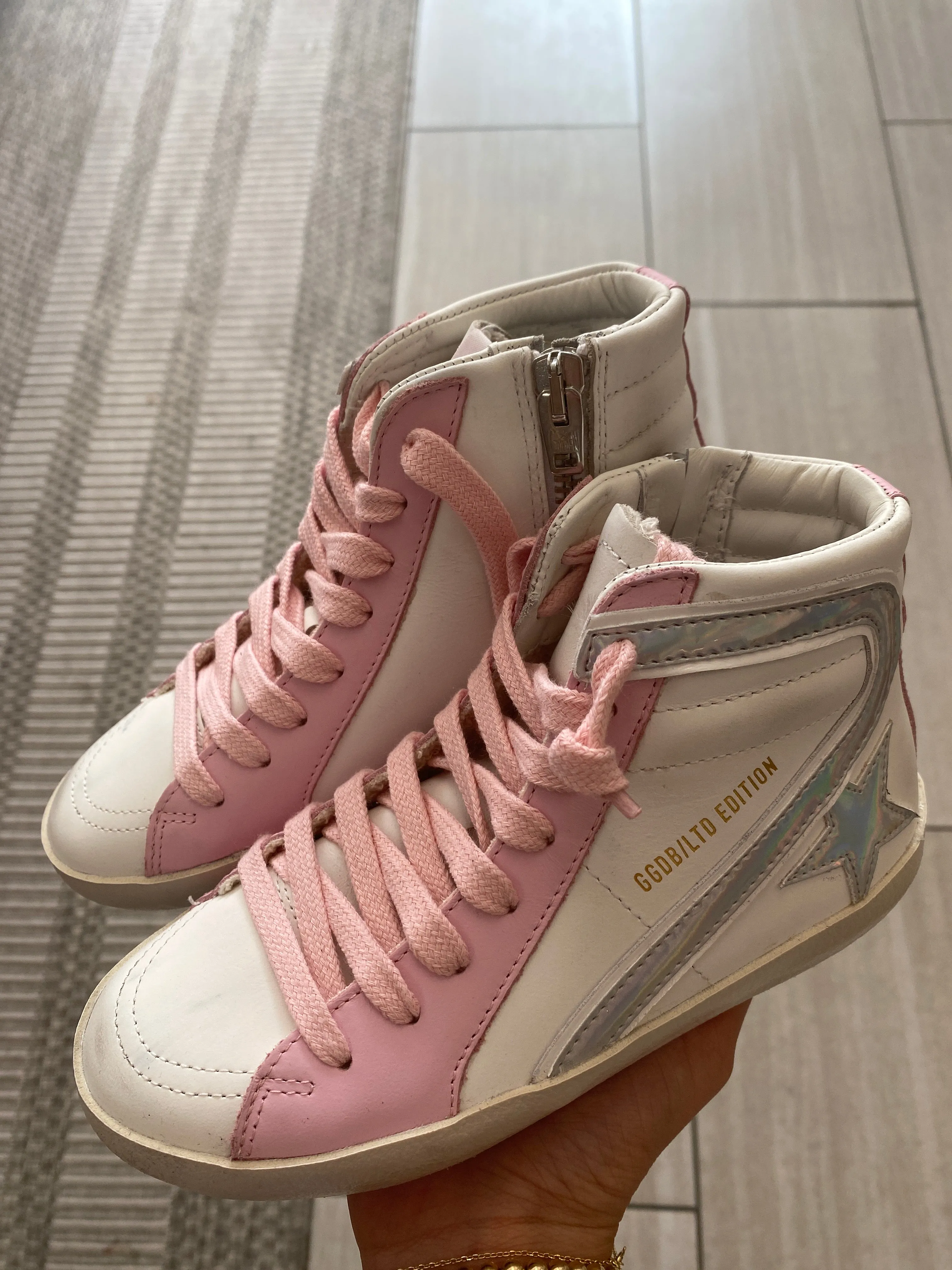 Bonpoint x Golden Goose Iridescent Pink Hi Top Sneaker