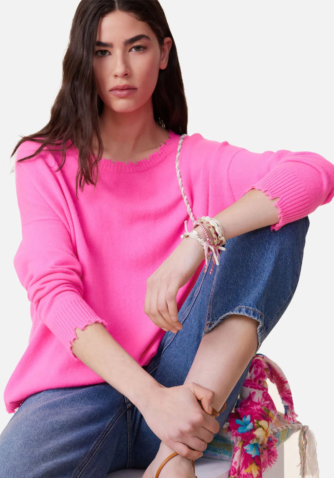 C NECK SWEATER 2319 ROSE LOTUS