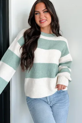 Cool Weather Casual Colorblock Sweater (Sage/Ivory)