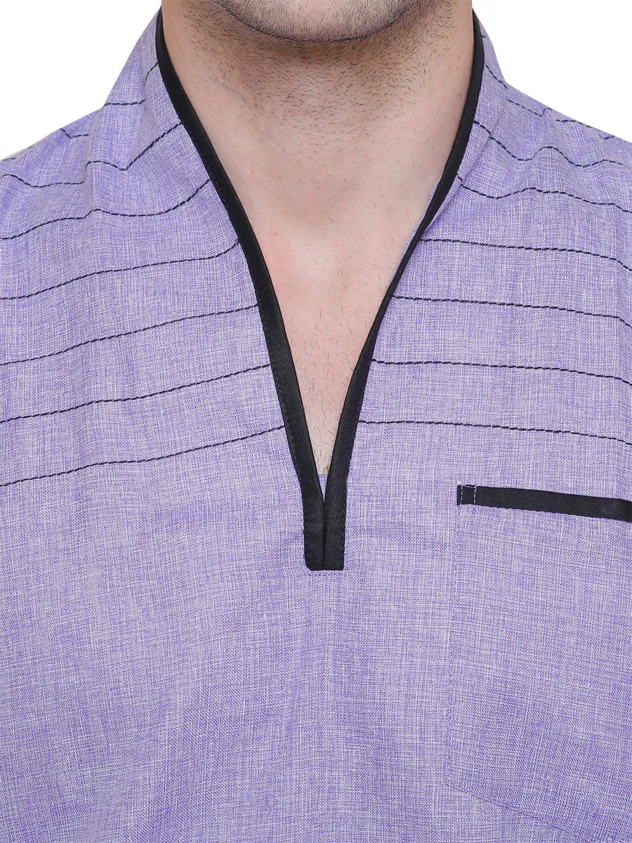 Cotton Dress Mens Short Kurta Shirt India Fashion Clothes (Purple)