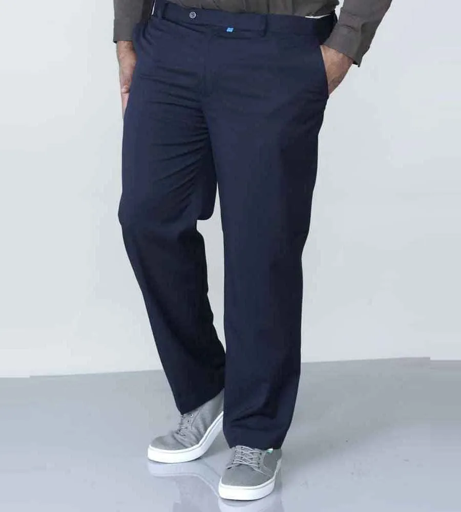 D555 Big Mens Navy Stretch Dress Trouser With Extenda Waist (SUPREME NAVY)