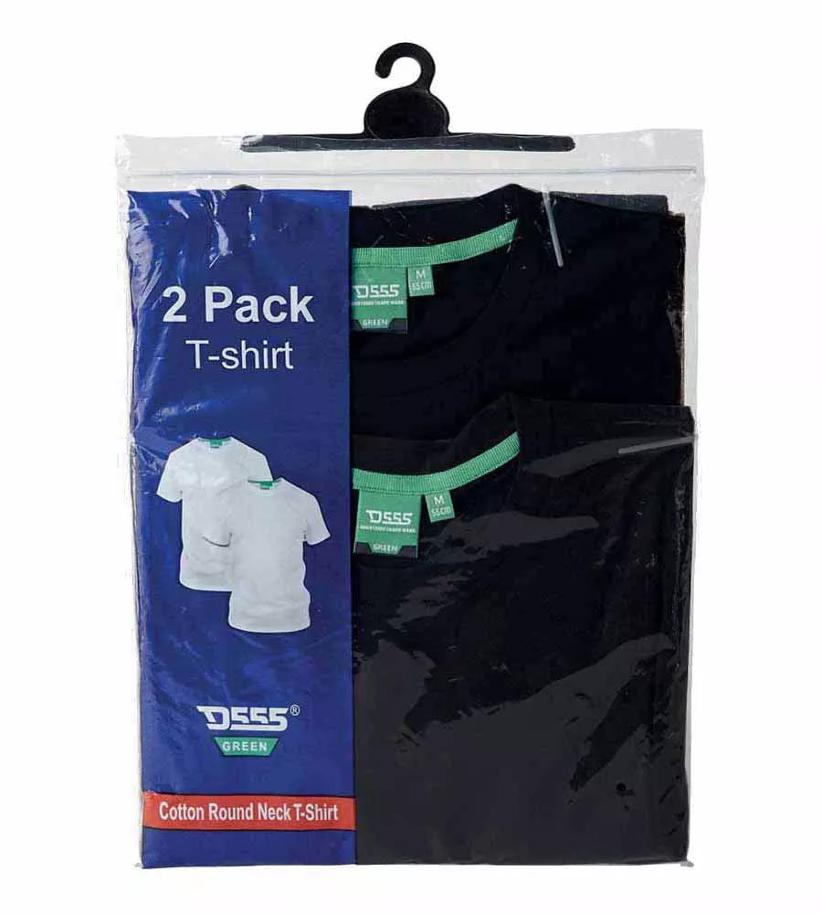 D555 Big Mens Pack Of 2 T-Shirts (FENTON BLACK/NAVY)