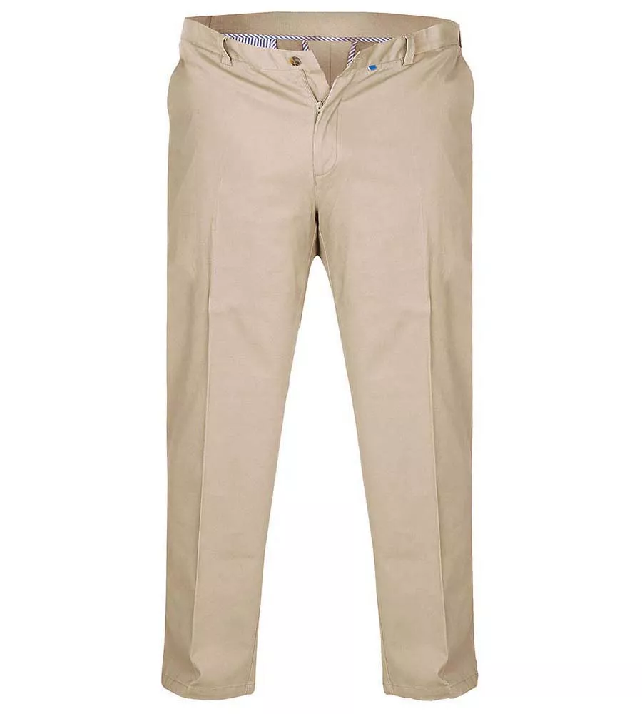 D555 Big Mens Stone Stretch Chino Pant With Xtenda Waist (BRUNO STONE)