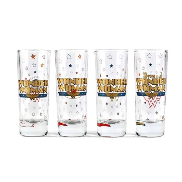 DC Comics Wonder Woman Set of 4 Mini Glasses