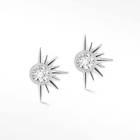 Demi Urchin 18k White Gold Diamond Push Back Stud Earrings