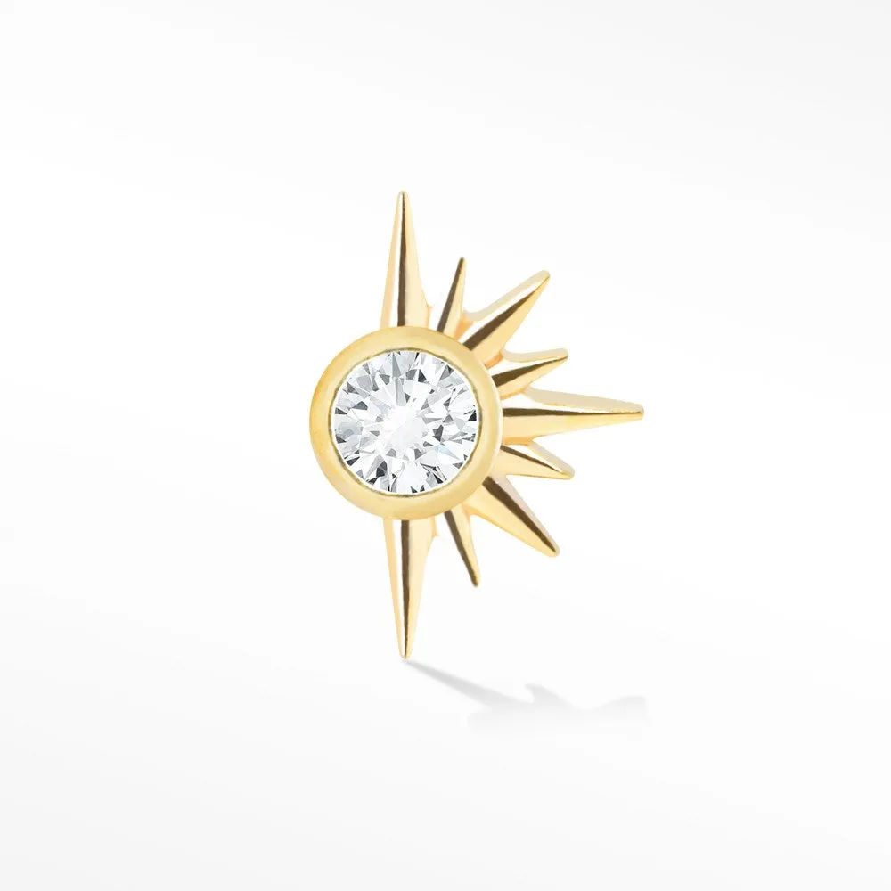 Diamond Flat Back Earring Demi Star 14k Yellow