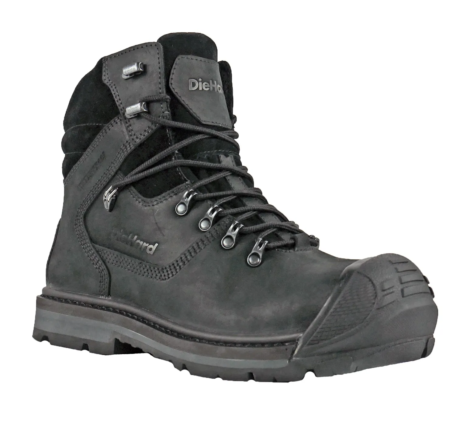 DieHard Mens Valiant Black Leather Full-Grain Oiled Work Boots