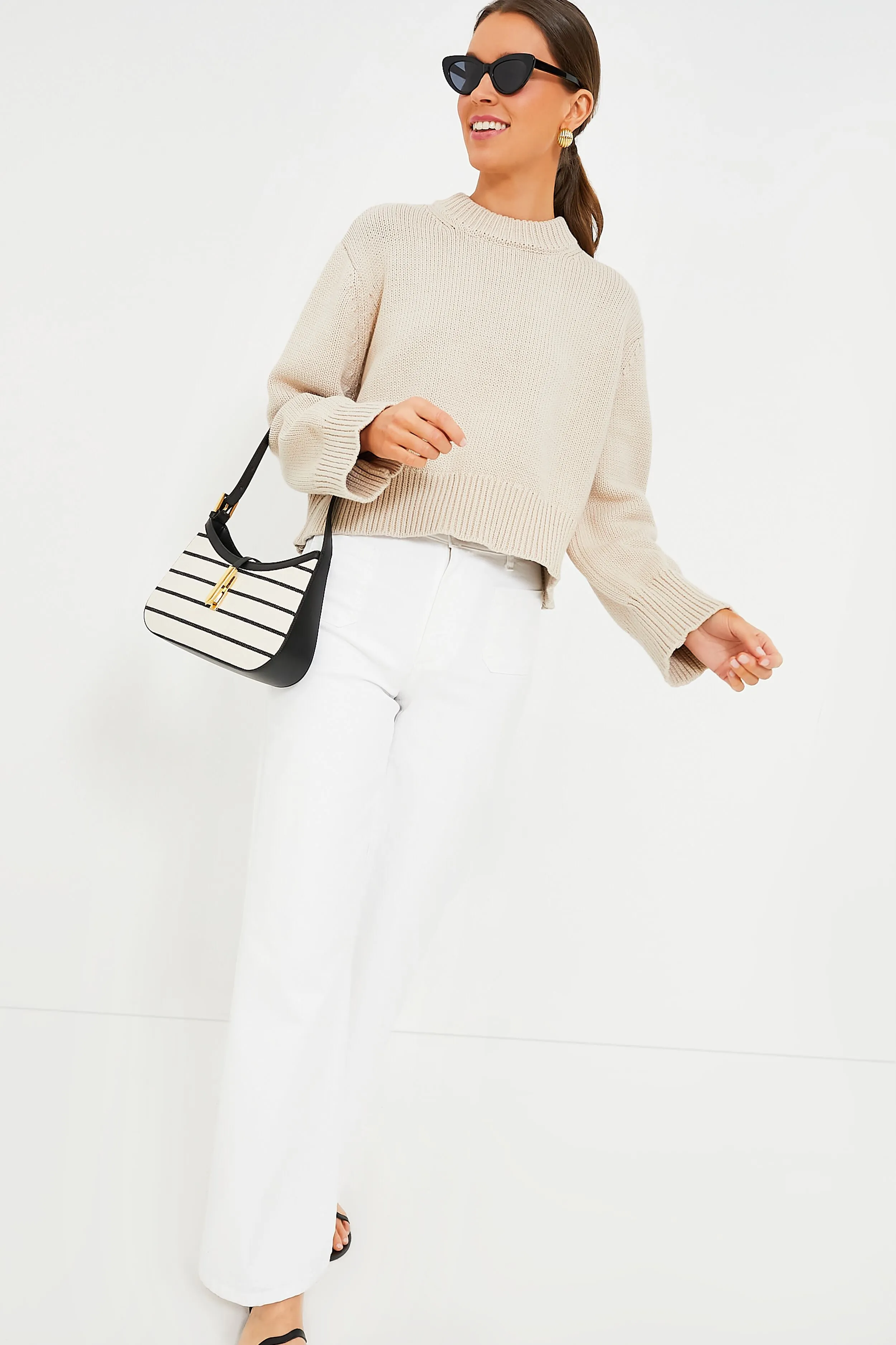 Ecru Breton Stripe Canvas Tokyo Bag