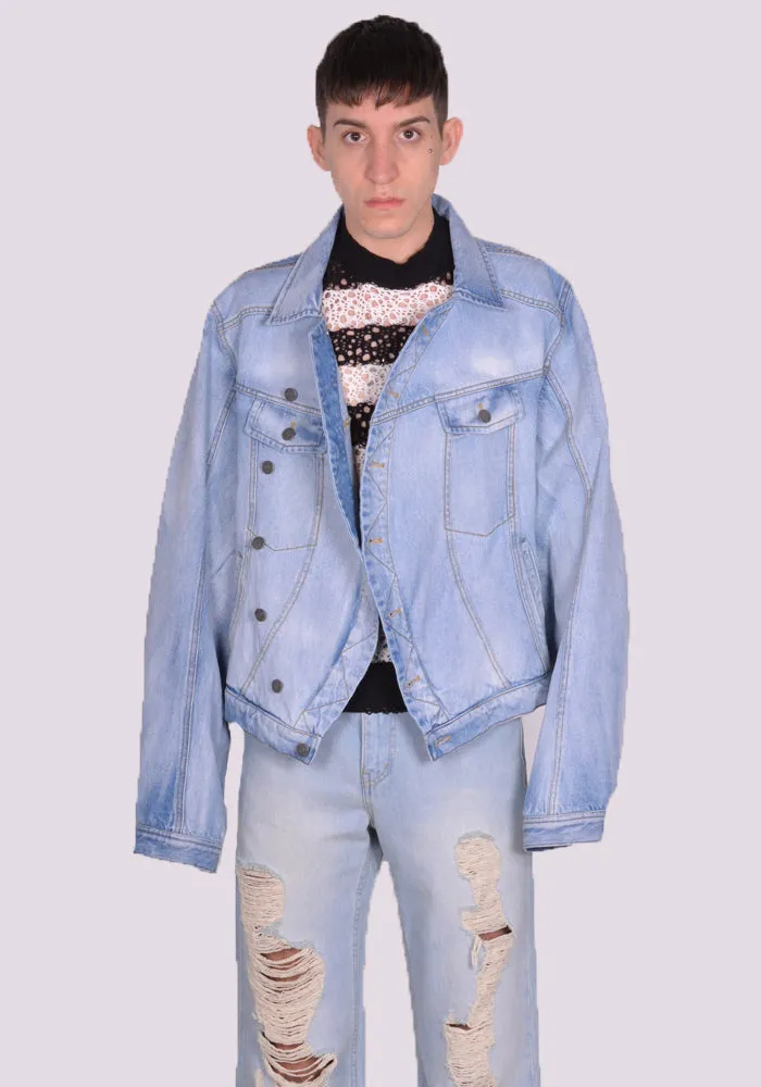 EGONLAB. DN008A WRAPPED DENIM JACKET BLUE ACID WASH