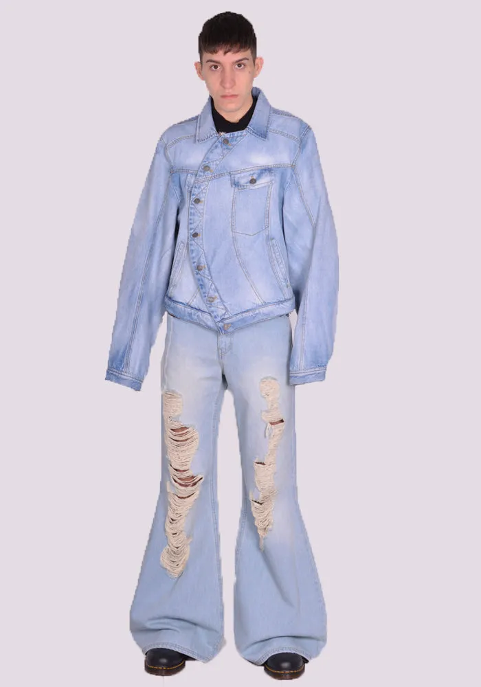 EGONLAB. DN008A WRAPPED DENIM JACKET BLUE ACID WASH