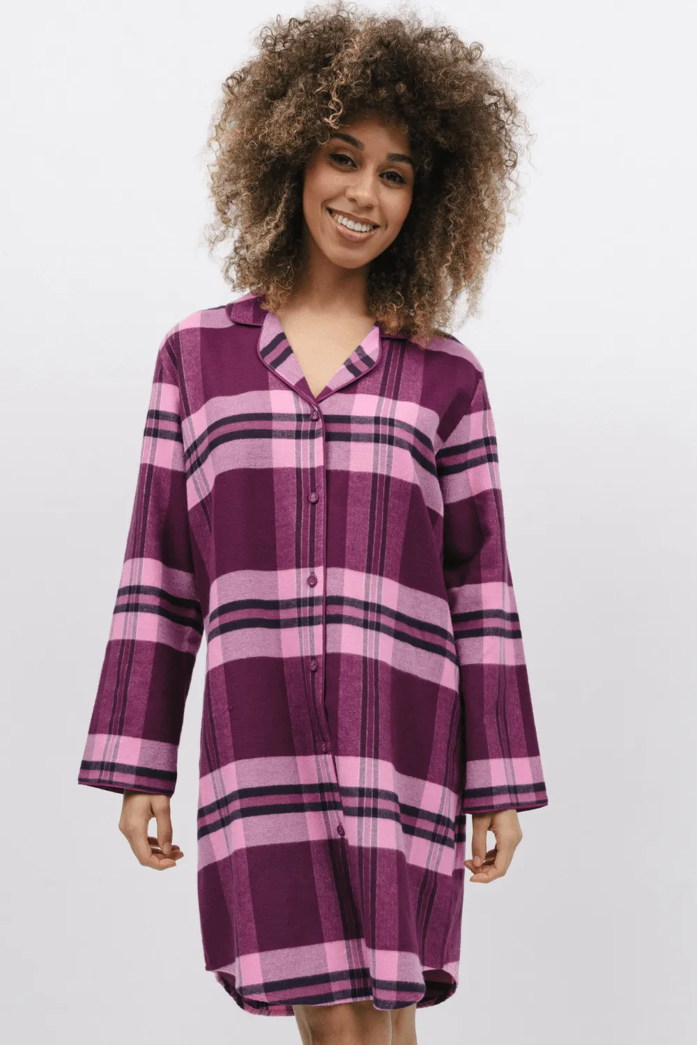 Eve Check Long Sleeve Nightshirt