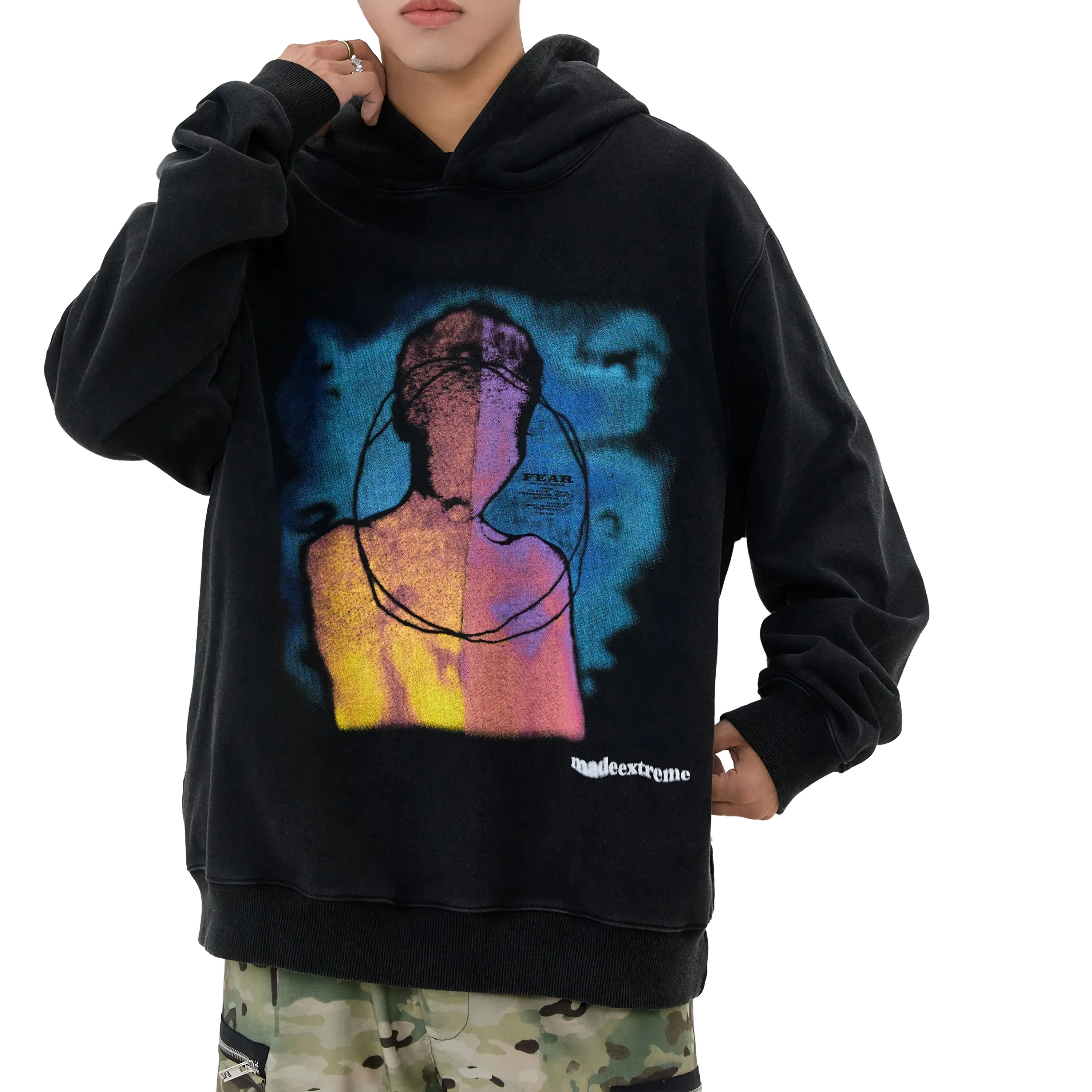 Extreme Aesthetic 'Fear' Oversized Cotton Hoodie