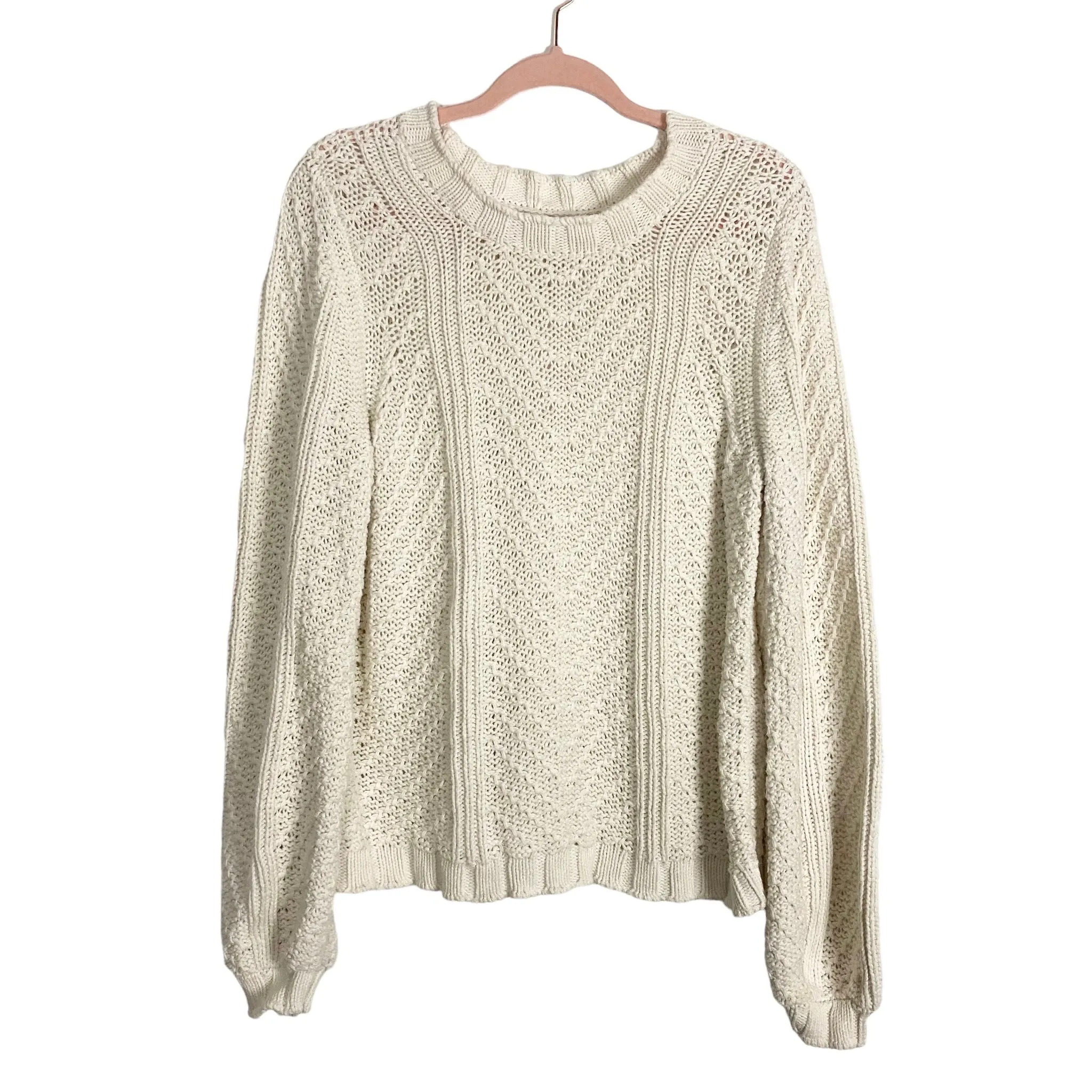 Faherty Ivory Chunky Open Knit Sweater- Size L (see notes)