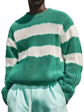 Fashion Striped Crew Neck Pullover Sweater